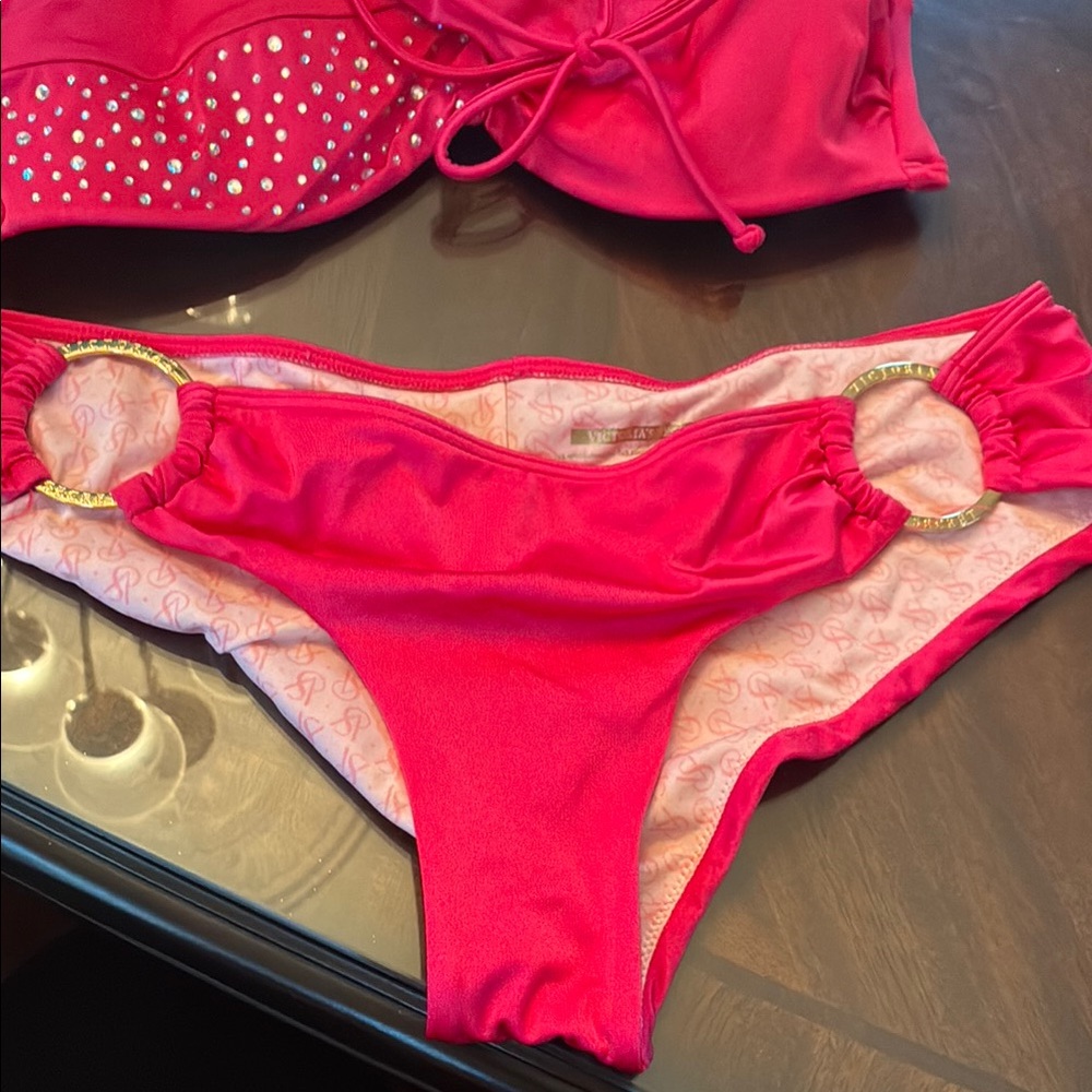 Victoria's Secret Pink and Gold Bikini with Sparkling Details - Picture 8 of 9